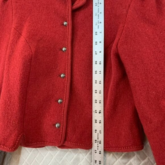 Drig Salzburger Womens Small Jacket Red Wool Button Up Austrian Vintage - Picture 8 of 15